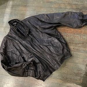 Men’s black leather jacket